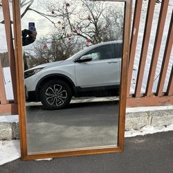 X Large Vintage Wood Framed Mirror – very heavy – approximately 42” high by 29” wide