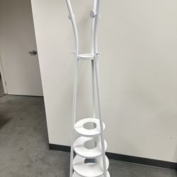 White Coat Rack With Umbrella Stand and Storage Racks
