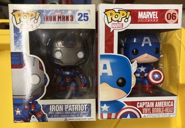 Funko Pops Iron Patriot #25 And Captain America #06