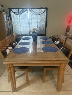 Glass Top Dining Table And Six Chairs