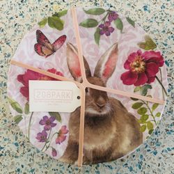 New 208 Park Pink  Bunny Rabbit MELAMINE Dinner Plates Set 