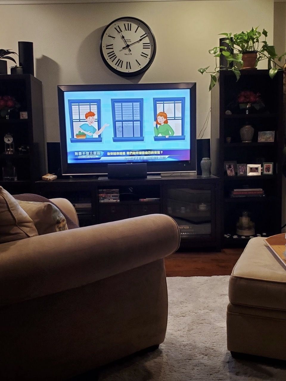 3 Piece Entertainment System Dark Brown Wood Shelves