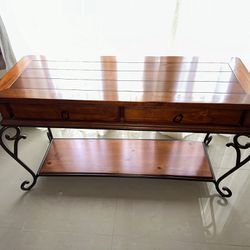 Antique Wood And Iron Table - Mesa Antigua De Madera Y Hierro