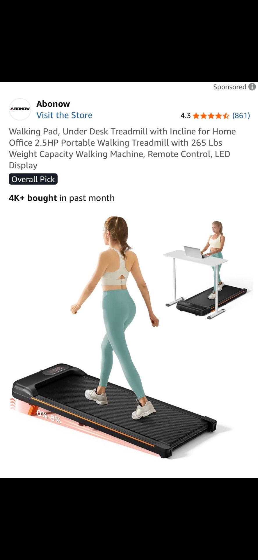 Abonow Treadmill With Incline And Remote Control New Factory Sealed