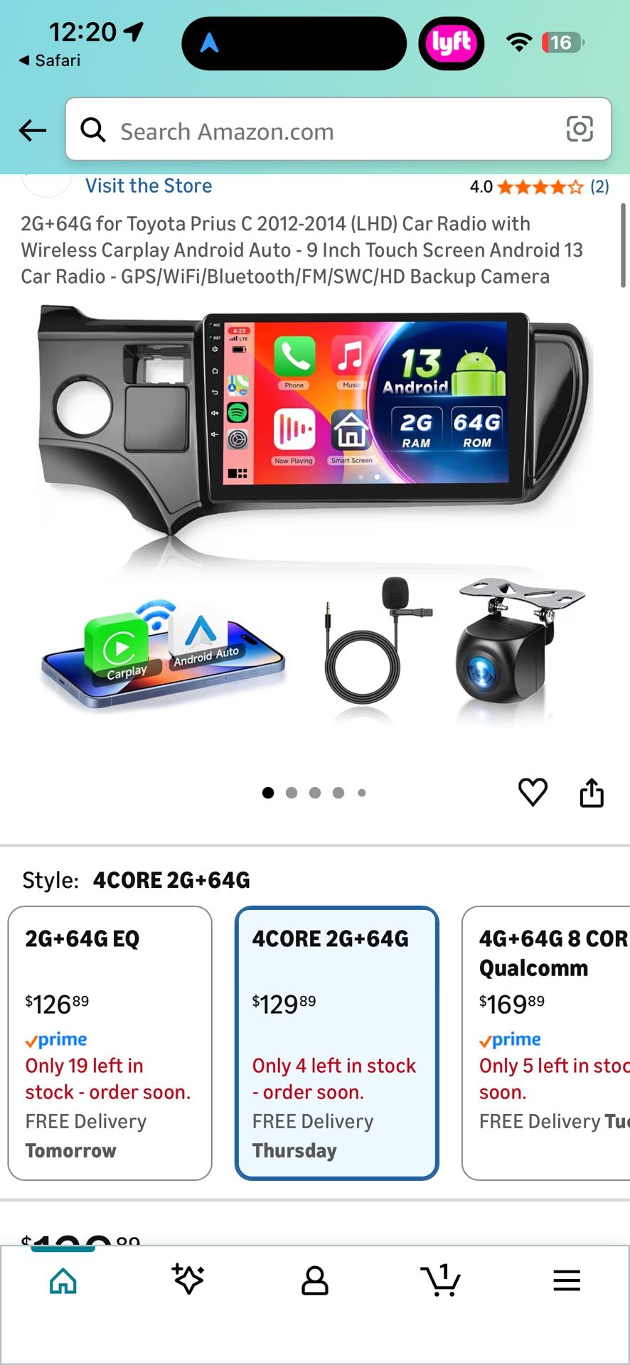 2G+64G for Toyota Prius C 2012-2014 (LHD) Car Radio with Wireless Carplay Android Auto - 9 Inch Touch Screen Android 13 Car Radio - GPS/WiFi/Bluetooth