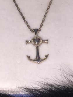 Sterling silver anchor cross pendant on a chain