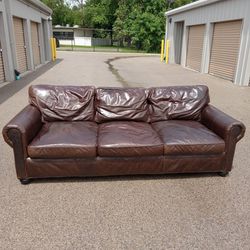 Restoration Hardware Lancaster Italian Berkshire Leather Sofa - Free Delivery