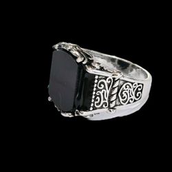ELEVATE YOUR STYLE TITANIUM FOREVER WEAR SILVER MEN NEW SIZE 11 BLACK ONYX RING