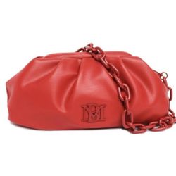 BADGLEY MISCHKA Red wrapped frame clutch NWOT Red