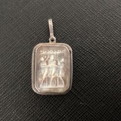 Vintage Italy Hand Carved Cameo Three Graces $100.00 Mother of Pearl Pendant in 800 Silver 