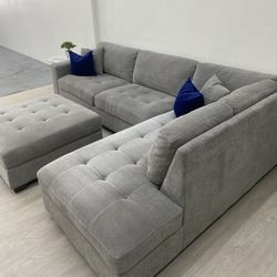 Miles Fabric Sectional Sofa with Ottoman