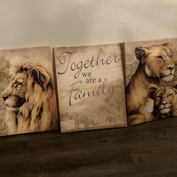3 Piece Lion Art