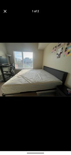 King  Bed Frame with Upholstered Headboard