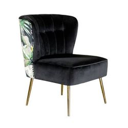 SALE!! Accent Chair Black Velvet with Tropical Back ONLY $250!