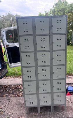 18-Compartment Metal Storage Lockers – 3 Available – $125 Each