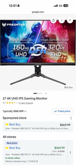 Acer Predator XB273U 27” 1440p 165Hz IPS Gaming Monitor