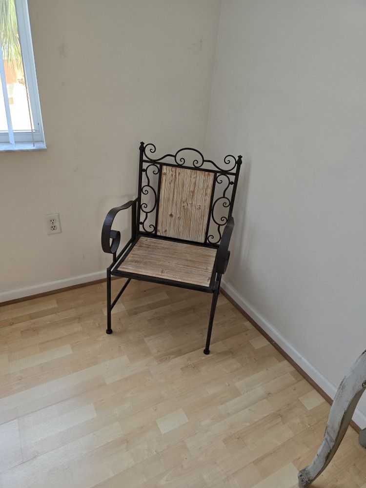 Wrought Iron & Wood Oversized Chair 