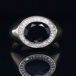 10KT Yellow Gold Diamond Onyx Ring 4.00g .17CTW Size 9-1/2 165234/6