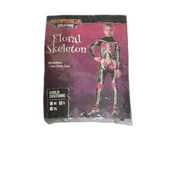 Floral Skeleton Child Halloween Costume (Size Large) *One Bodysuit (New)