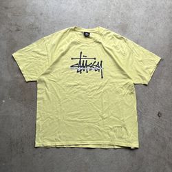 Stussy Yellow Graphic T Shirt