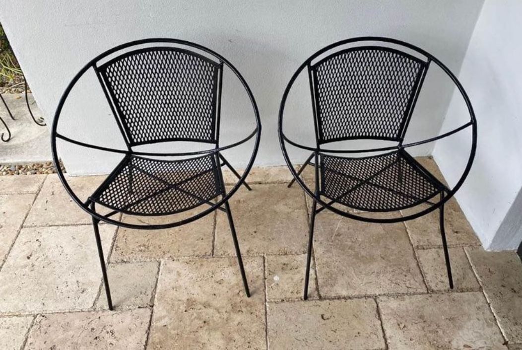 Vintage Salterini Wrought Iron Radar Patio Chairs (2)