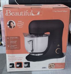 5.3 Qt Stand Mixer, Black Sesame with Flat Beater, Dough Hook, Balloon Whisk