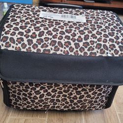 Everything Mary - Collapsible Cheetah Print Rolling Sewing Machine Tote