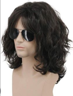 #14) karlery California 70s 80s Rocker Wig Men Women Long Curly Dark Brown Halloween Costume Anime Wig