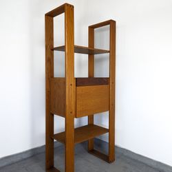 Vintage Postmodern Oak Cabinet Modular Shelf By Lou Hodges, c1970s