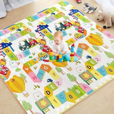 New Baby Play Mat 79"×71" Mergren Extra Large Foldable Foam Floor Play Mat for Babies Waterproof