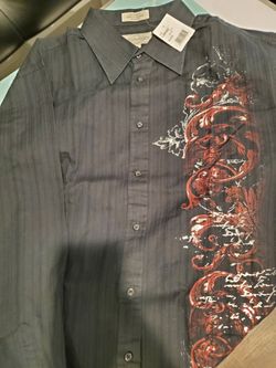 Men's Black Designed Long Sleeve Button Up Shirt 