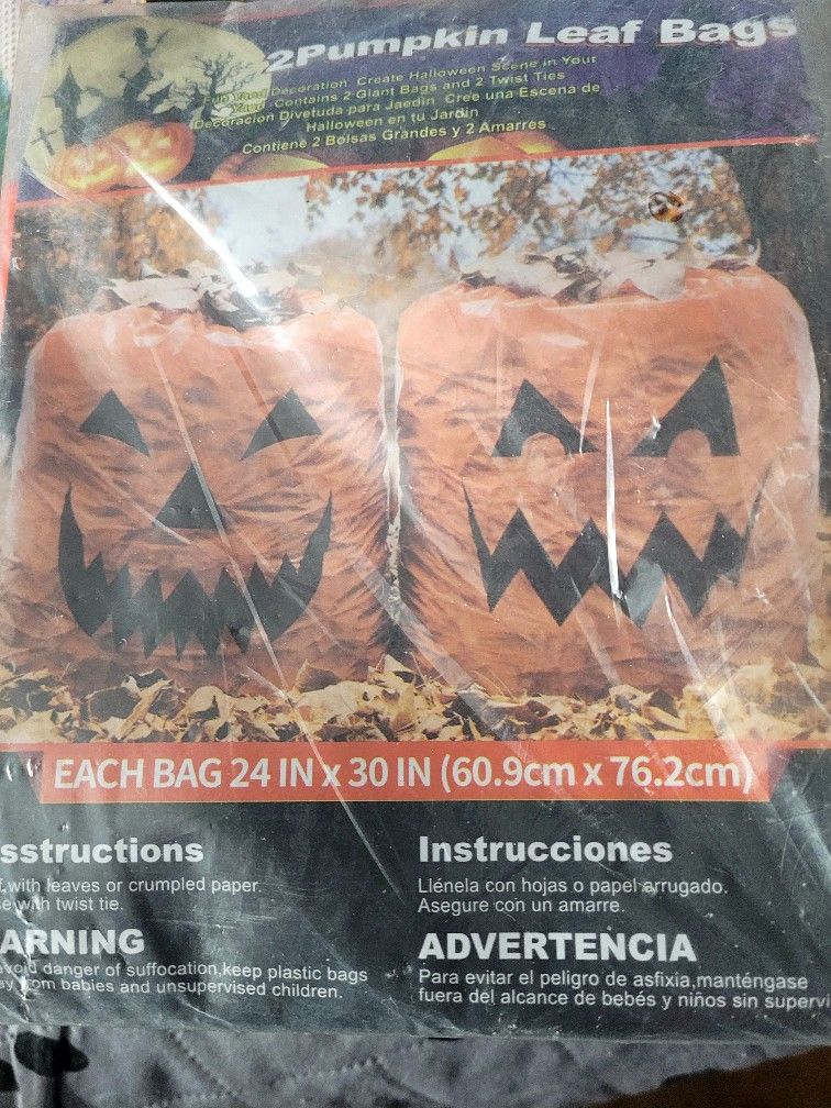 Pumpkin Lawn Bags Halloween Plastic Leaf Bags Pumpkin Pattern Lawn Bags for Outdoor Decorations Fall Halloween Trash Bag Outside Decoration Pumpkin La
