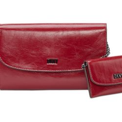 DKNY Wallet on Chain in Scarlet and Black
