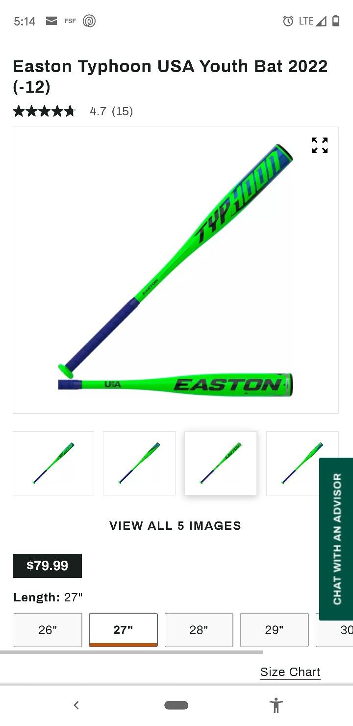 Easton Typhoon Baseball Bat