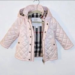 Burberry Girls' Jerry Hooded Quilted Jacket light Pink