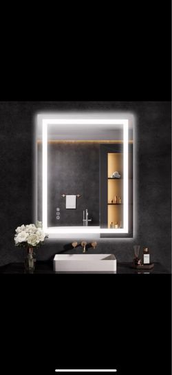 Dimmable 24 in. W x 36 in. H Rectangular Frameless Anti-Fog LED Light Wall Bathroom Vanity Mirror Front and Backlit
