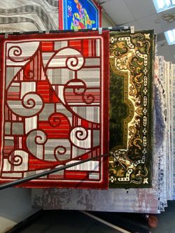 4x6 Area Rugs Carpet Rugs modern design thick colors red white gray