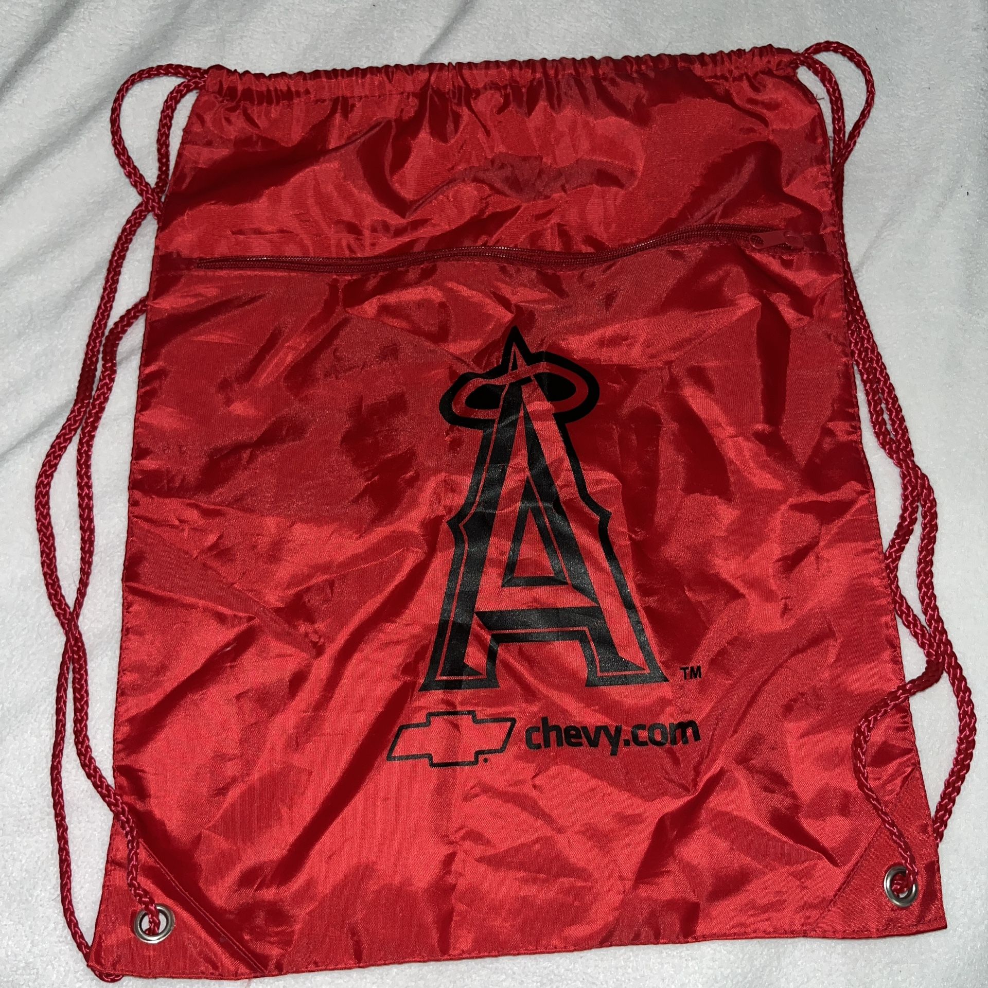 Angels Baseball Red Drawstring Promotional Backpack Bag A037