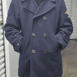 Ralph Lauren Polo Jeans Co Men's Double Breasted Military Style Pea Coat  