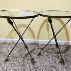 Arrow-Leg Glass Accent Tables (Set of 2)