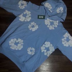 Light Blue Denim Tear Hoodie 