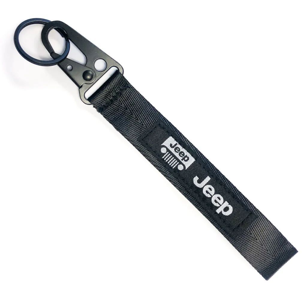 BRAND NEW JDM JEEP Black Wrist Keychain Metal key Ring Hook Strap Lanyard Universal