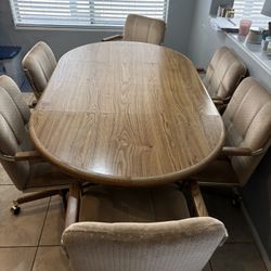 1970’s Table And Chairs With Two Leafs