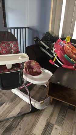 Baby Items. Walker, High Chair and A Bouncer