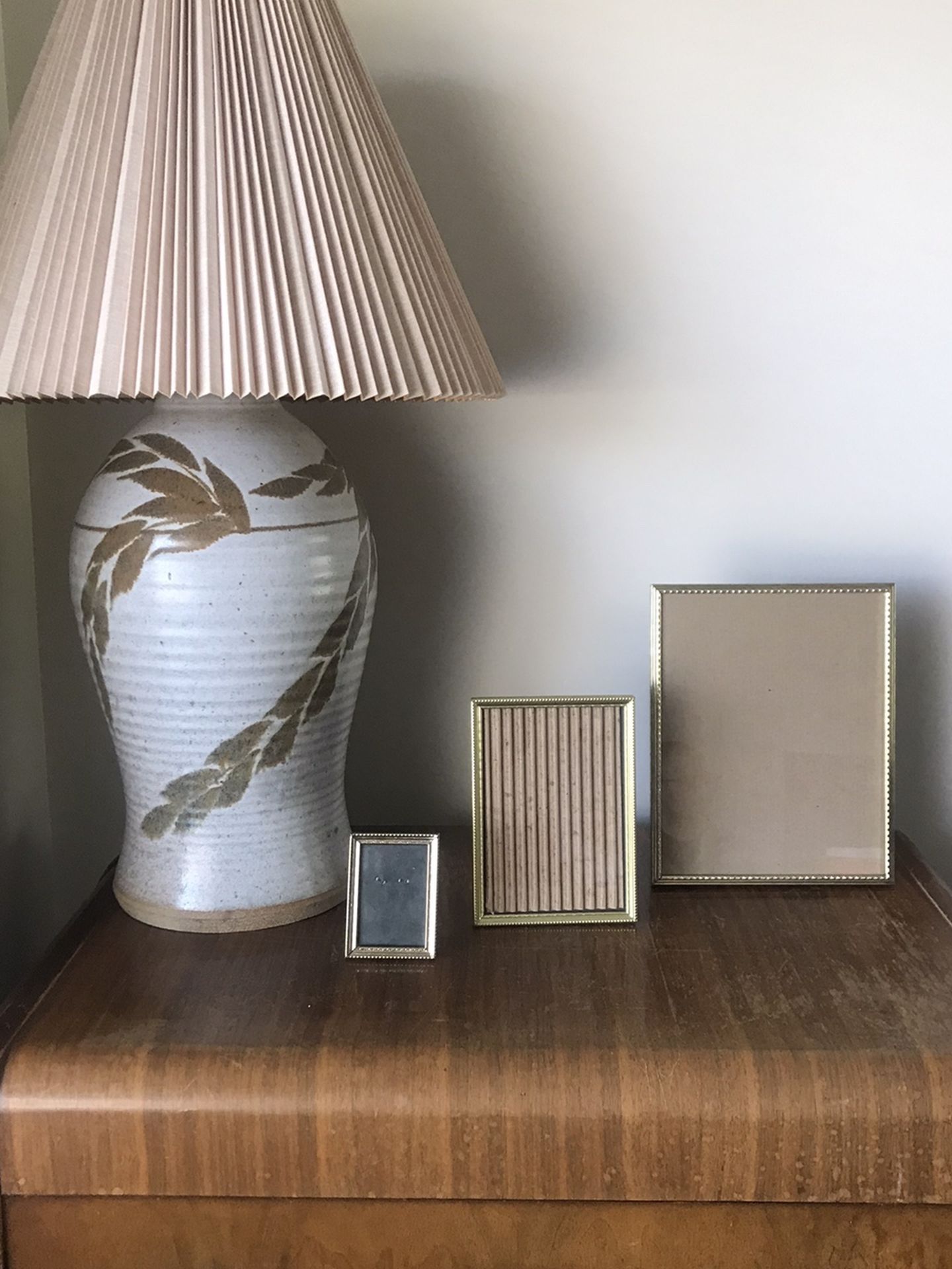 Vintage Brass Frames/Vintage Pottery Lamp