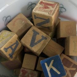Bucket Of Vintage Blocks 