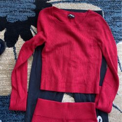 Express Red Two Piece Ribbed Has Stretch  
