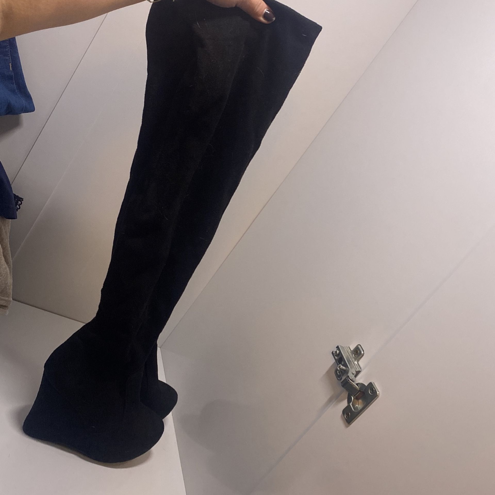 NEW thigh high wedge boots