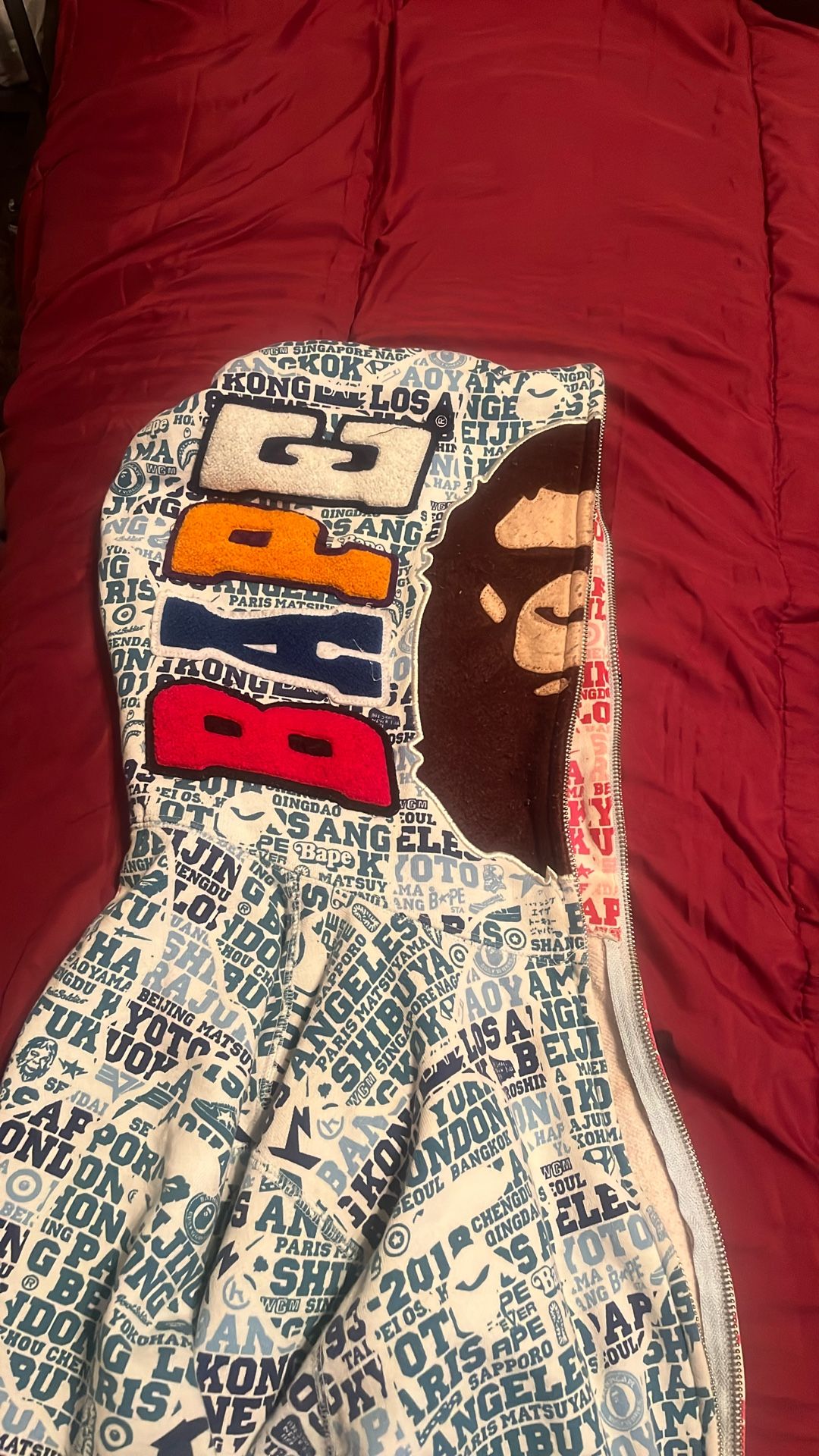RED & BLUE Authentic: BAPE HOODIE