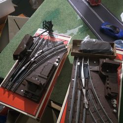 Lionel O Gauge left-hand manual turnout and right-hand turnout with remote control on both sides